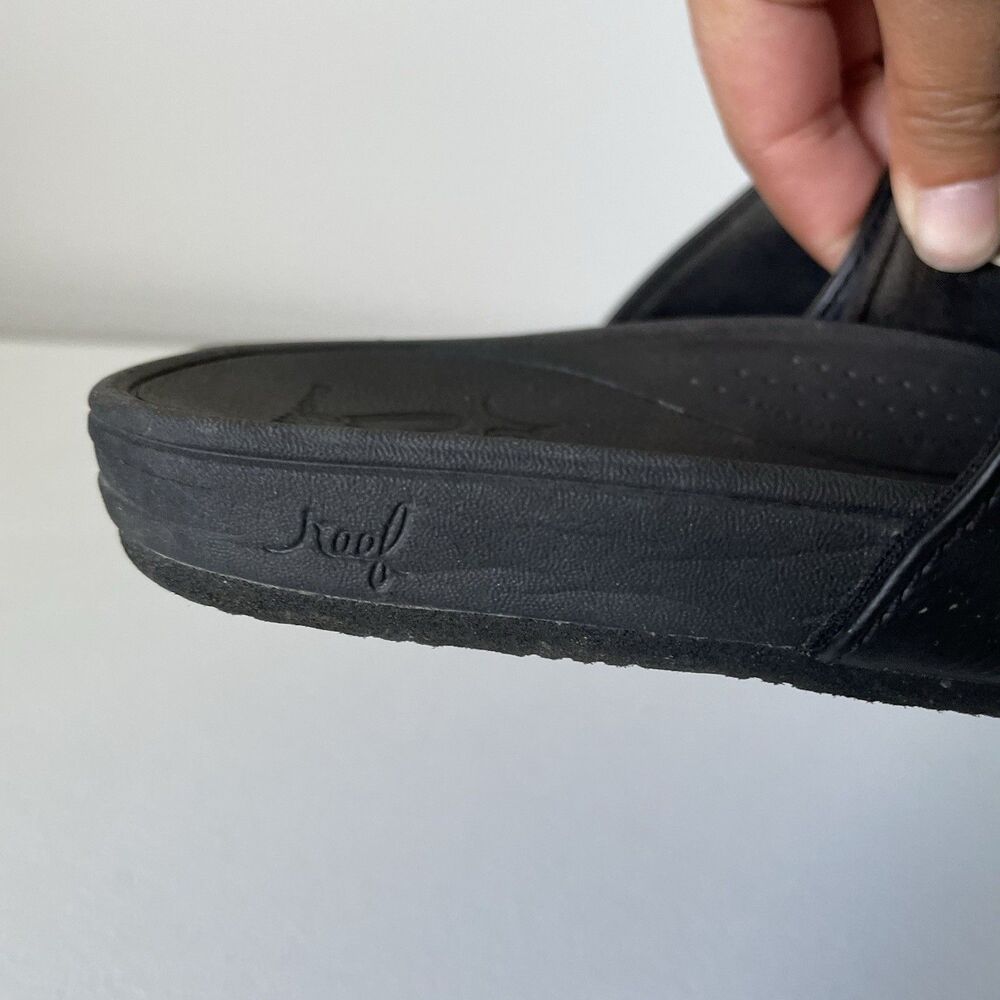 REEF Cushion Sandbar Slide Faux Leather Strappy Slip On Black Women's Size 8 - Picture 8 of 11